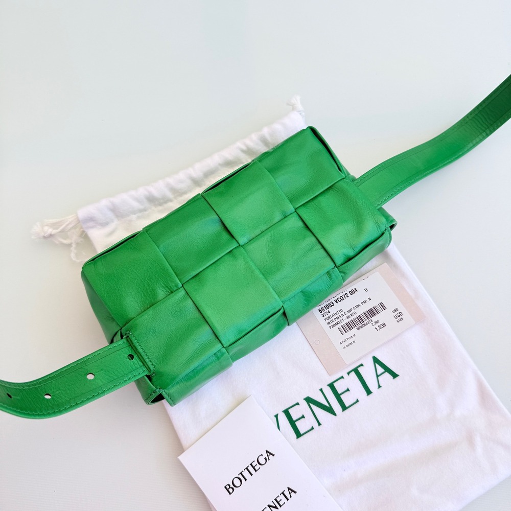 Bottega Veneta Cassette Belt Bag Parakeet Green Maxi Intrecciato Leather 651053 - Picture 5 of 14